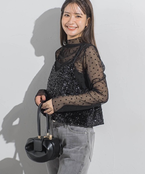 VICKY（ビッキー）の「ベロアスパンコールビスチェキャミソール≪手洗い可能≫（キャミソール・レディース・ブラック/ライトグレー・M）」の7枚目の写真