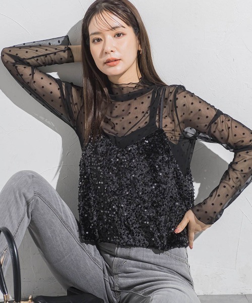 VICKY（ビッキー）の「ベロアスパンコールビスチェキャミソール≪手洗い可能≫（キャミソール・レディース・ブラック/ライトグレー・M）」の12枚目の写真