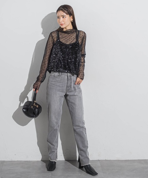 VICKY（ビッキー）の「ベロアスパンコールビスチェキャミソール≪手洗い可能≫（キャミソール・レディース・ブラック/ライトグレー・M）」の22枚目の写真