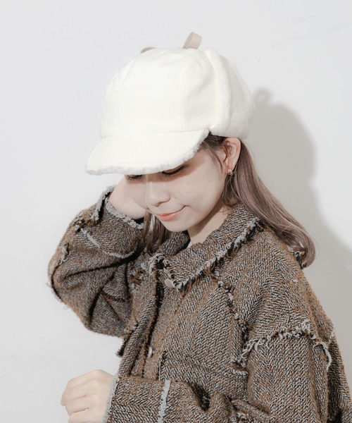 SMELLY（スメリー）の「2WAYフライトキャップ（キャップ・レディース・ブラック/アイボリー・-）」の5枚目の写真