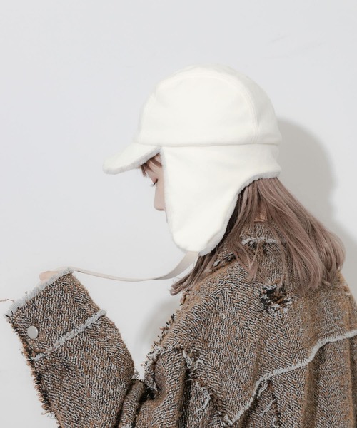 SMELLY（スメリー）の「2WAYフライトキャップ（キャップ・レディース・ブラック/アイボリー・-）」の7枚目の写真