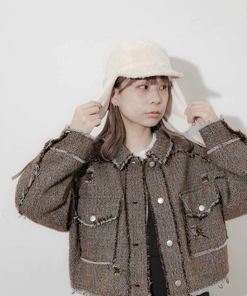 SMELLY（スメリー）の「2WAYフライトキャップ（キャップ・レディース・ブラック/アイボリー・-）」の12枚目の写真