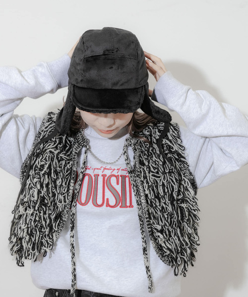 SMELLY（スメリー）の「2WAYフライトキャップ（キャップ・レディース・ブラック/アイボリー・-）」の13枚目の写真