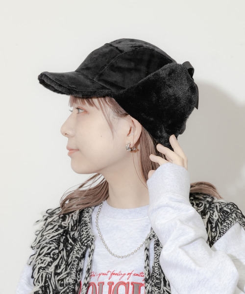 SMELLY（スメリー）の「2WAYフライトキャップ（キャップ・レディース・ブラック/アイボリー・-）」の15枚目の写真