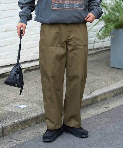 CIAOPANIC TYPY(チャオパニックティピー)の「ヘリンボンストレートベイカーワイドパンツ(チノパンツ・メンズ・ブラック/カーキ/ベージュ・MEDIUM/LARGE)」の6枚目の写真