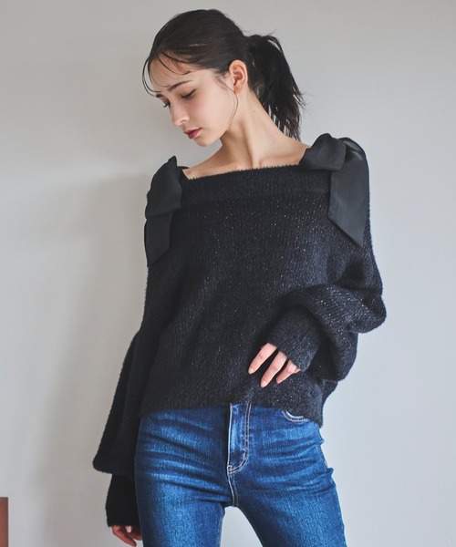 ＷＡＳＨＡＢＬＥ肩リボンミニシャギーニット（ニット/セーター）｜31 Sons de mode（トランテアン ソン ドゥ モード）
