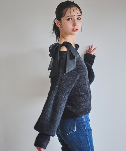ＷＡＳＨＡＢＬＥ肩リボンミニシャギーニット（ニット/セーター）｜31 Sons de mode（トランテアン ソン ドゥ モード）