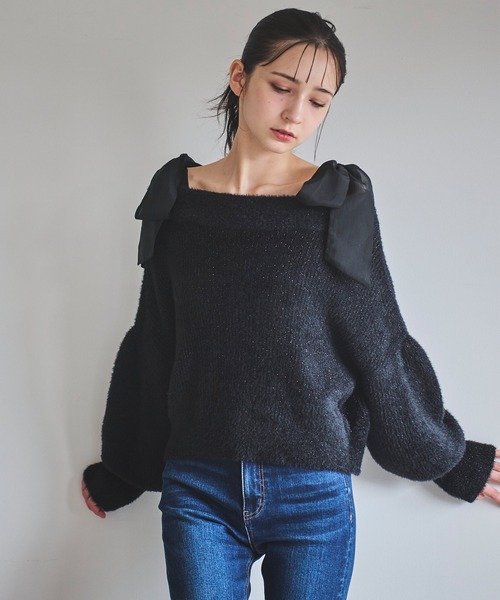 ＷＡＳＨＡＢＬＥ肩リボンミニシャギーニット（ニット/セーター）｜31 Sons de mode（トランテアン ソン ドゥ モード）