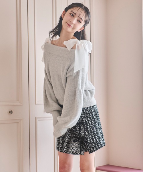 ＷＡＳＨＡＢＬＥ肩リボンミニシャギーニット（ニット/セーター）｜31 Sons de mode（トランテアン ソン ドゥ モード）