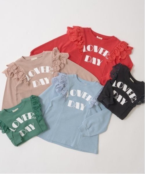 Lycee mine（リセマイン）の「【毛玉バイバイ裏毛】コットンレース付きAラインスウェット（スウェット・キッズ・ブルーグレー/ブラック/レッド/モスグリーン/ベージュ・100cm/120cm/130cm/150cm/140cm/110cm）」の6枚目の写真