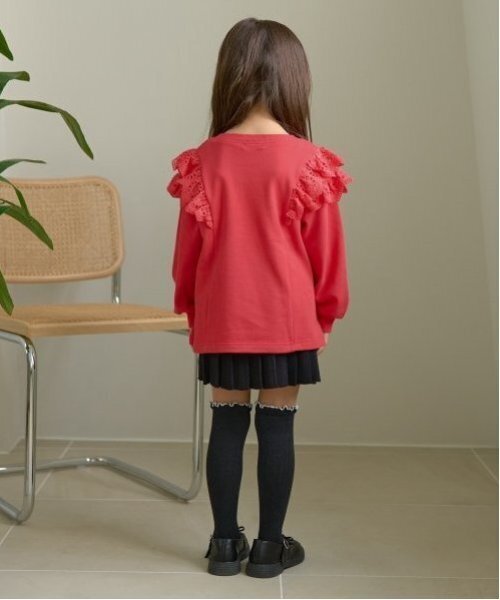 Lycee mine（リセマイン）の「【毛玉バイバイ裏毛】コットンレース付きAラインスウェット（スウェット・キッズ・ブルーグレー/ブラック/レッド/モスグリーン/ベージュ・100cm/120cm/130cm/150cm/140cm/110cm）」の12枚目の写真