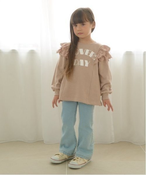 Lycee mine（リセマイン）の「【毛玉バイバイ裏毛】コットンレース付きAラインスウェット（スウェット・キッズ・ブルーグレー/ブラック/レッド/モスグリーン/ベージュ・100cm/120cm/130cm/150cm/140cm/110cm）」の13枚目の写真