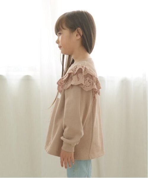 Lycee mine（リセマイン）の「【毛玉バイバイ裏毛】コットンレース付きAラインスウェット（スウェット・キッズ・ブルーグレー/ブラック/レッド/モスグリーン/ベージュ・100cm/120cm/130cm/150cm/140cm/110cm）」の14枚目の写真