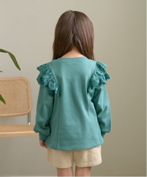 Lycee mine（リセマイン）の「【毛玉バイバイ裏毛】コットンレース付きAラインスウェット（スウェット・キッズ・ブルーグレー/ブラック/レッド/モスグリーン/ベージュ・100cm/120cm/130cm/150cm/140cm/110cm）」の16枚目の写真