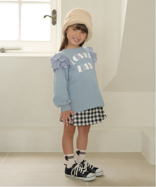 Lycee mine（リセマイン）の「【毛玉バイバイ裏毛】コットンレース付きAラインスウェット（スウェット・キッズ・ブルーグレー/ブラック/レッド/モスグリーン/ベージュ・100cm/120cm/130cm/150cm/140cm/110cm）」の17枚目の写真