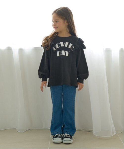 Lycee mine（リセマイン）の「【毛玉バイバイ裏毛】コットンレース付きAラインスウェット（スウェット・キッズ・ブルーグレー/ブラック/レッド/モスグリーン/ベージュ・100cm/120cm/130cm/150cm/140cm/110cm）」の19枚目の写真