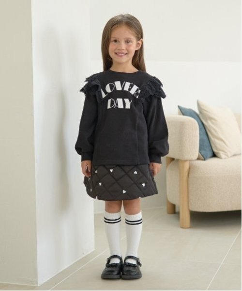 Lycee mine（リセマイン）の「【毛玉バイバイ裏毛】コットンレース付きAラインスウェット（スウェット・キッズ・ブルーグレー/ブラック/レッド/モスグリーン/ベージュ・100cm/120cm/130cm/150cm/140cm/110cm）」の20枚目の写真