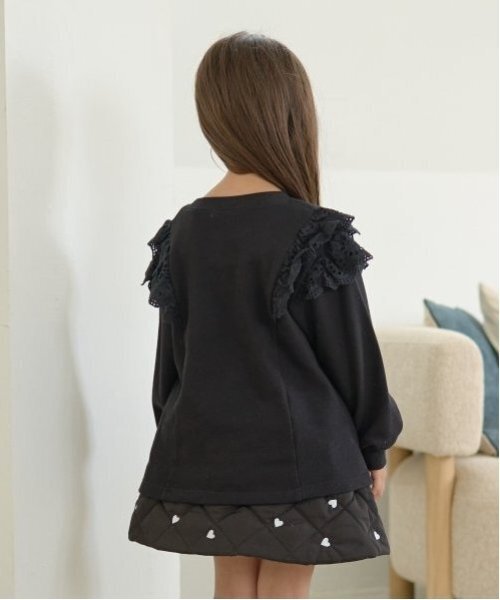 Lycee mine（リセマイン）の「【毛玉バイバイ裏毛】コットンレース付きAラインスウェット（スウェット・キッズ・ブルーグレー/ブラック/レッド/モスグリーン/ベージュ・100cm/120cm/130cm/150cm/140cm/110cm）」の21枚目の写真