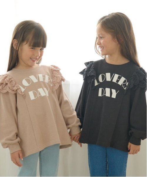 Lycee mine（リセマイン）の「【毛玉バイバイ裏毛】コットンレース付きAラインスウェット（スウェット・キッズ・ブルーグレー/ブラック/レッド/モスグリーン/ベージュ・100cm/120cm/130cm/150cm/140cm/110cm）」の22枚目の写真