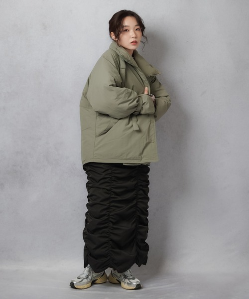 Lull(ルル)の「【Lull / ルル】シャーリングデザインカーゴスカート(スカート・レディース・ブラック/オリーブ・ONESIZE)」の9枚目の写真