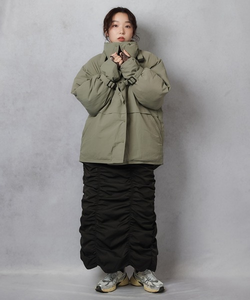 Lull(ルル)の「【Lull / ルル】シャーリングデザインカーゴスカート(スカート・レディース・ブラック/オリーブ・ONESIZE)」の10枚目の写真