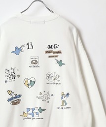 MARK GONZALES/マークゴンザレス オーバーサイズ 裏起毛 ワンポイント刺繍 フロント/バックプリント スウェット レディース メンズ トレーナー