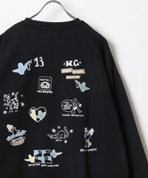 MARK GONZALES/マークゴンザレス オーバーサイズ 裏起毛 ワンポイント刺繍 フロント/バックプリント スウェット レディース メンズ トレーナー