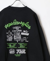 MARK GONZALES/マークゴンザレス オーバーサイズ 裏起毛 ワンポイント刺繍 フロント/バックプリント スウェット レディース メンズ トレーナー