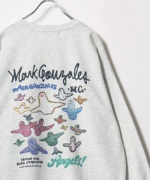 MARK GONZALES/マークゴンザレス オーバーサイズ 裏起毛 ワンポイント刺繍 フロント/バックプリント スウェット レディース メンズ トレーナー