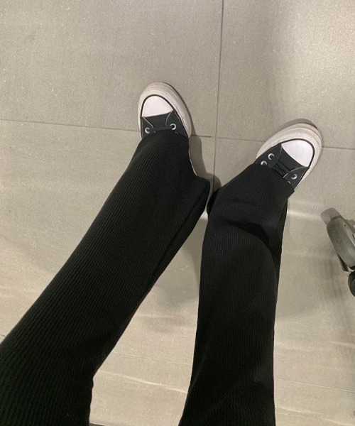 Sibra（シブラ）の「リブフレアーパンツ（その他パンツ・レディース・キャメル/ブラック・M）」の7枚目の写真