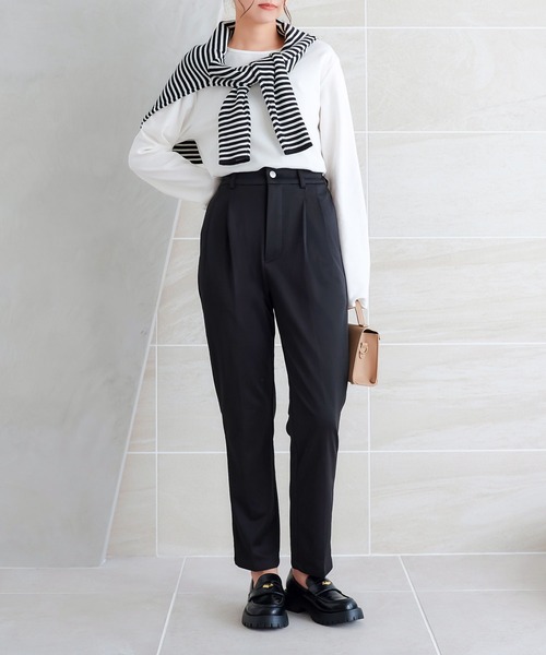 KOBE LETTUCE（コウベレタス）の「お腹ポッコリ解消テーパードパンツ（スラックス・レディース・ブラック/モカ/ネイビー・L/M/XL/TL/TM/PL/PM）」の11枚目の写真