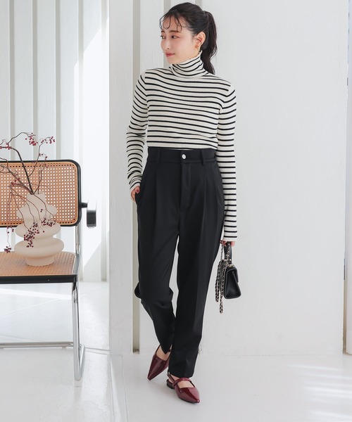 KOBE LETTUCE（コウベレタス）の「お腹ポッコリ解消テーパードパンツ（スラックス・レディース・ブラック/モカ/ネイビー・L/M/XL/TL/TM/PL/PM）」の9枚目の写真