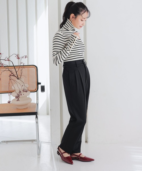 KOBE LETTUCE（コウベレタス）の「お腹ポッコリ解消テーパードパンツ（スラックス・レディース・ブラック/モカ/ネイビー・L/M/XL/TL/TM/PL/PM）」の8枚目の写真