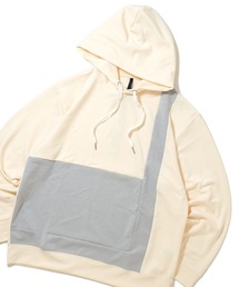 HALHAM（ハルハム）の「cardboard knit switching hoodie/ダンボールニット 切り替え プルオーバー パーカー オーバーサイズ メンズ レディース（パーカー）」