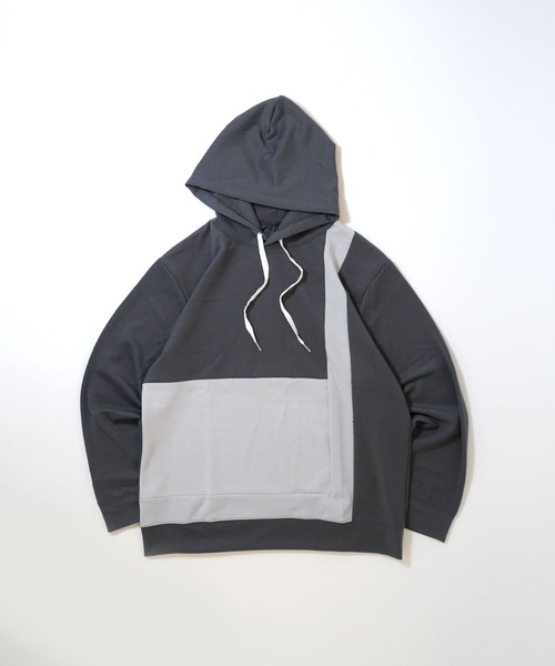 おしゃれスタ(オシャレスタ)の「cardboard knit switching hoodie/ダンボールニット 切り替え プルオーバー パーカー オーバーサイズ メンズ レディース(パーカー・メンズ・ブラック/サックスブルー/チャコールグレー/ホワイト・L/XL/M)」の7枚目の写真