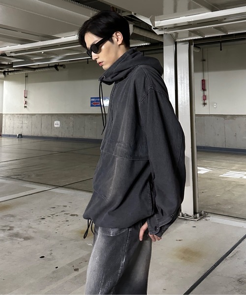 sedacle(セダクル)の「オーバーダイデニムアノラック(パーカー・メンズ・インディゴブルー/ライトブルー/ブラック・SMALL/MEDIUM/LARGE)」の6枚目の写真