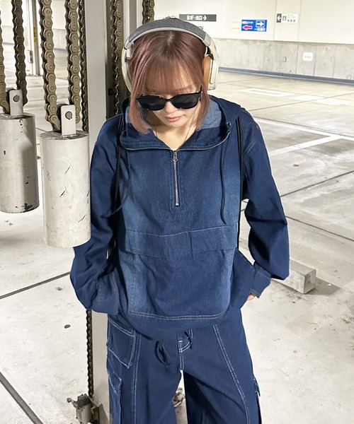 sedacle(セダクル)の「オーバーダイデニムアノラック(パーカー・メンズ・インディゴブルー/ライトブルー/ブラック・SMALL/MEDIUM/LARGE)」の17枚目の写真