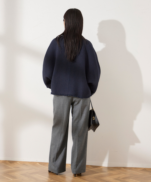 journal standard L'essage(ジャーナルスタンダードレサージュ)の「《SP》GIOLICA TWEEDドルマンジャケット(ノーカラージャケット・レディース・ブラック系その他/ネイビー・FREE)」の5枚目の写真