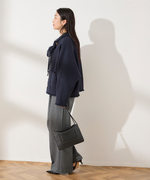 journal standard L'essage(ジャーナルスタンダードレサージュ)の「《SP》GIOLICA TWEEDドルマンジャケット(ノーカラージャケット・レディース・ブラック系その他/ネイビー・FREE)」の4枚目の写真