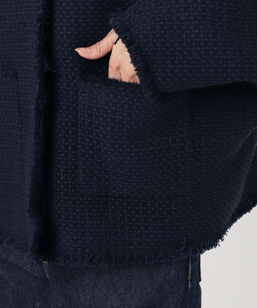 journal standard L'essage(ジャーナルスタンダードレサージュ)の「《SP》GIOLICA TWEEDドルマンジャケット(ノーカラージャケット・レディース・ブラック系その他/ネイビー・FREE)」の19枚目の写真