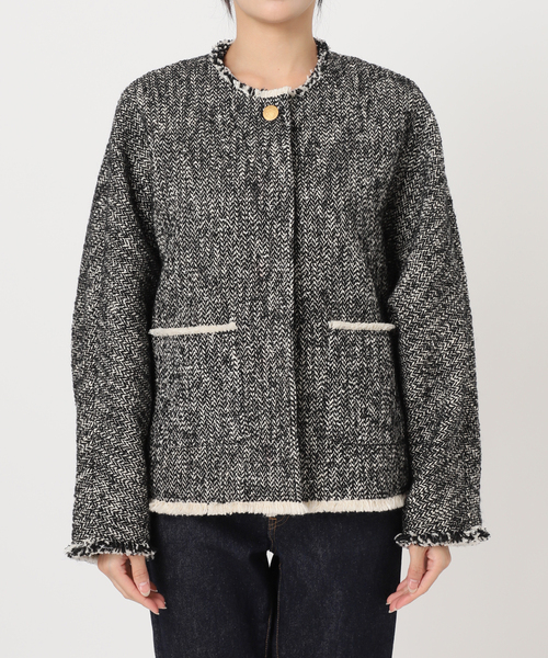 journal standard L'essage(ジャーナルスタンダードレサージュ)の「《SP》GIOLICA TWEEDドルマンジャケット(ノーカラージャケット・レディース・ブラック系その他/ネイビー・FREE)」の15枚目の写真