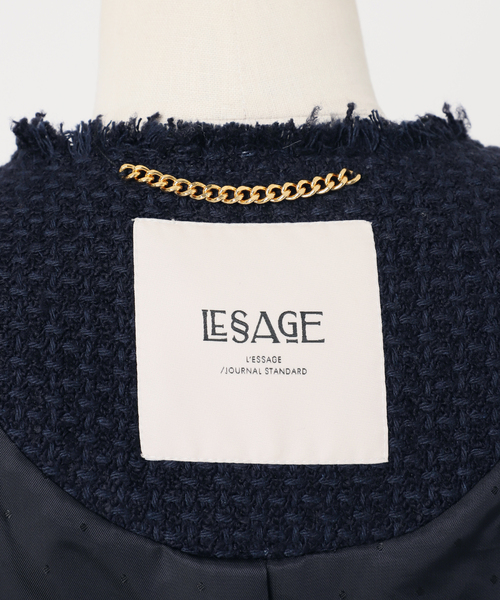 journal standard L'essage(ジャーナルスタンダードレサージュ)の「《SP》GIOLICA TWEEDドルマンジャケット(ノーカラージャケット・レディース・ブラック系その他/ネイビー・FREE)」の11枚目の写真