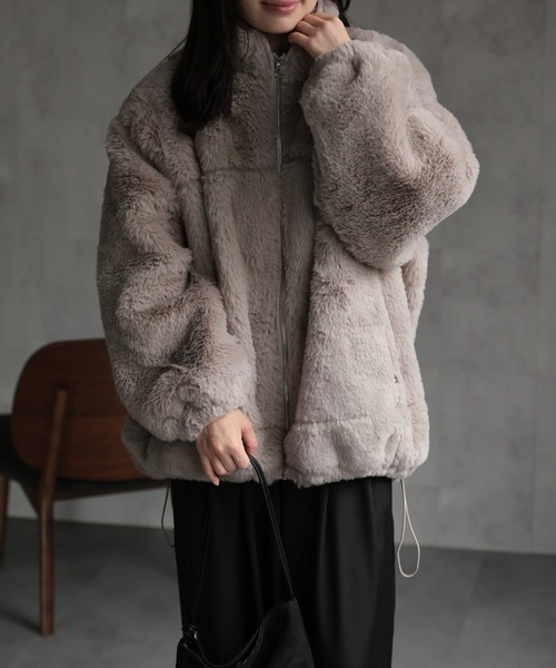 aclent スタンドカラーボリュームファーブルゾン aclent スタンドカラーボリュームファーブルゾン aclent スタンド