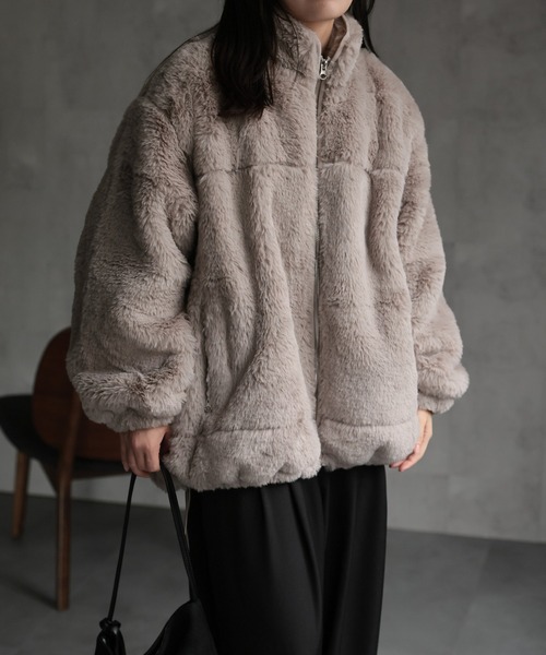 セール】ボリュームファースタンドカラーブルゾン / ファー