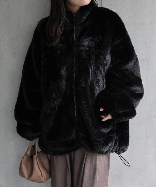 セール】ボリュームファースタンドカラーブルゾン / ファーコート