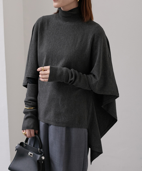 Room no.8（ルームエイト）の「ROOM NO.8 BLACK DRAPE BUTTERFLY タートルトップス BR8KN-247（ニット/セーター・レディース・チャコールグレー・FREE）」の2枚目の写真