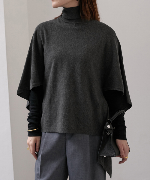 Room no.8（ルームエイト）の「ROOM NO.8 BLACK DRAPE BUTTERFLY タートルトップス BR8KN-247（ニット/セーター・レディース・チャコールグレー・FREE）」の3枚目の写真