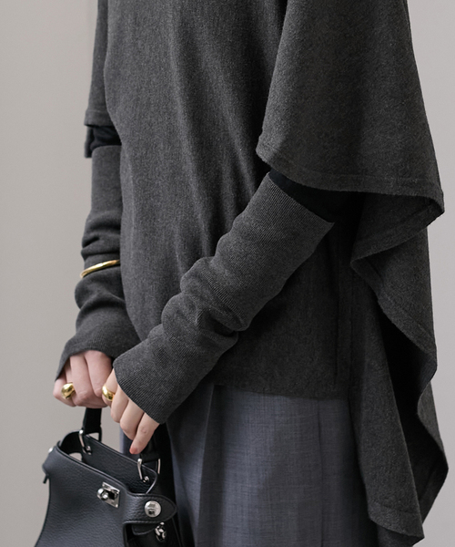 Room no.8（ルームエイト）の「ROOM NO.8 BLACK DRAPE BUTTERFLY タートルトップス BR8KN-247（ニット/セーター・レディース・チャコールグレー・FREE）」の7枚目の写真