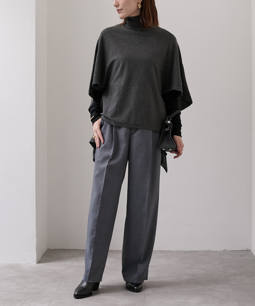 Room no.8（ルームエイト）の「ROOM NO.8 BLACK DRAPE BUTTERFLY タートルトップス BR8KN-247（ニット/セーター・レディース・チャコールグレー・FREE）」の10枚目の写真