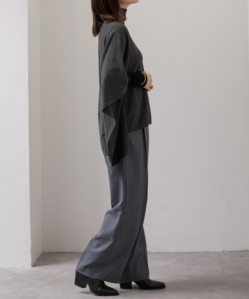 Room no.8（ルームエイト）の「ROOM NO.8 BLACK DRAPE BUTTERFLY タートルトップス BR8KN-247（ニット/セーター・レディース・チャコールグレー・FREE）」の11枚目の写真